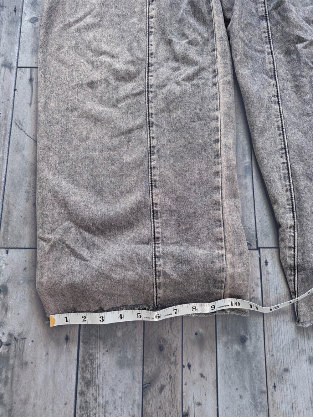 POL Acid Wash Gray Smocked High Waist Wide Leg Pants Small Boho - Picture 7 of 11